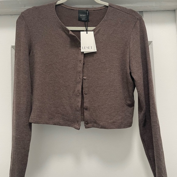 LESET Brown Cardigan Sweater - Picture 3 of 5